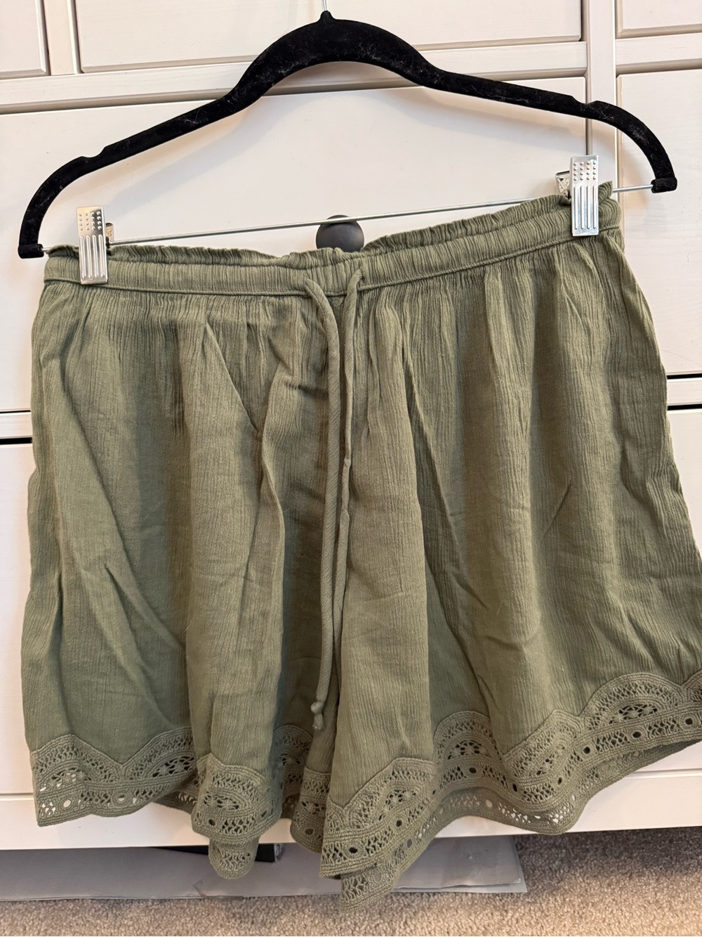Aerie Olive Green Linen Shorts